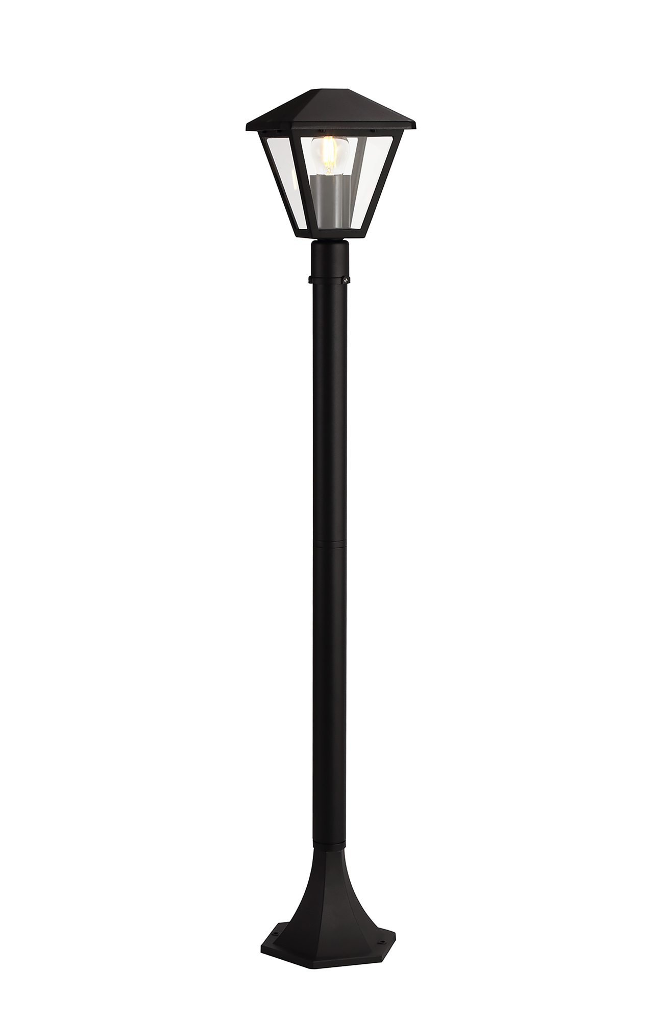 D0548  Luqi 100cm Post 1 Light IP44 Black, Clear